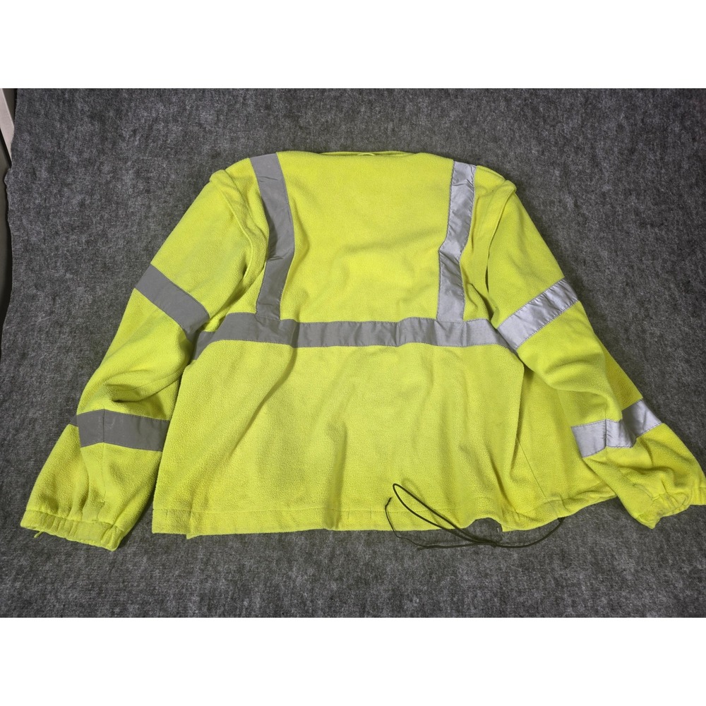 Mens Jacket 2X High Visibility Yellow Fleece Reflective Workwear Majestic - Picture 2 of 9